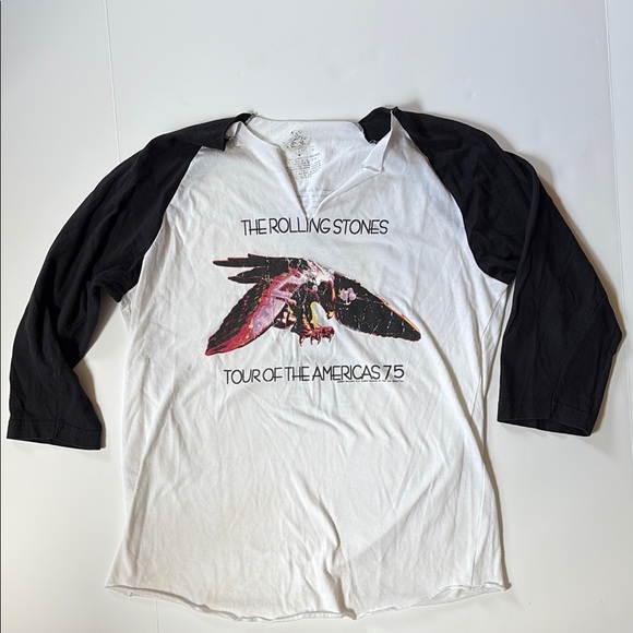 The Rolling Stones Tour of the Americas 75 Raglan Tee, 3/4 sleeve length, Large - Picture 1 of 4